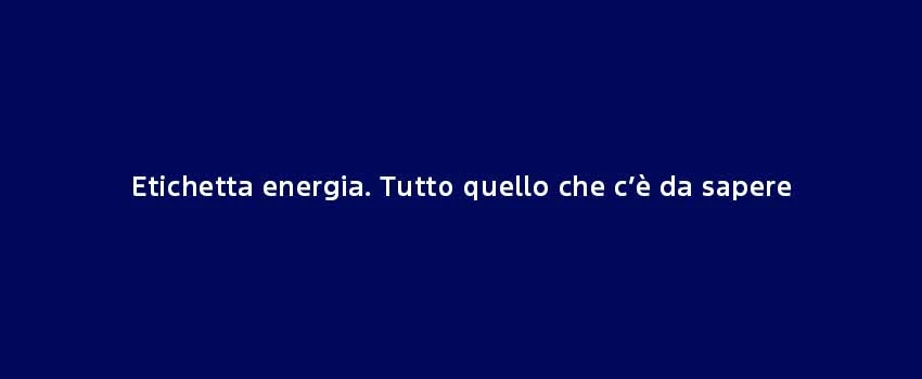 Etichetta Energia Tutto Quello Che Ce Da Sapere