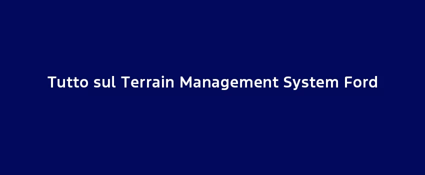 Tutto Sul Terrain Management System Ford